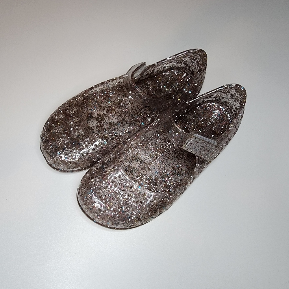 Girls Gray Glitter Mary Janes
